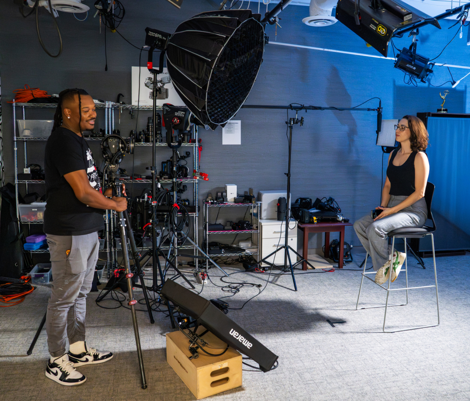 Video Team Blocking Out Interview Shots